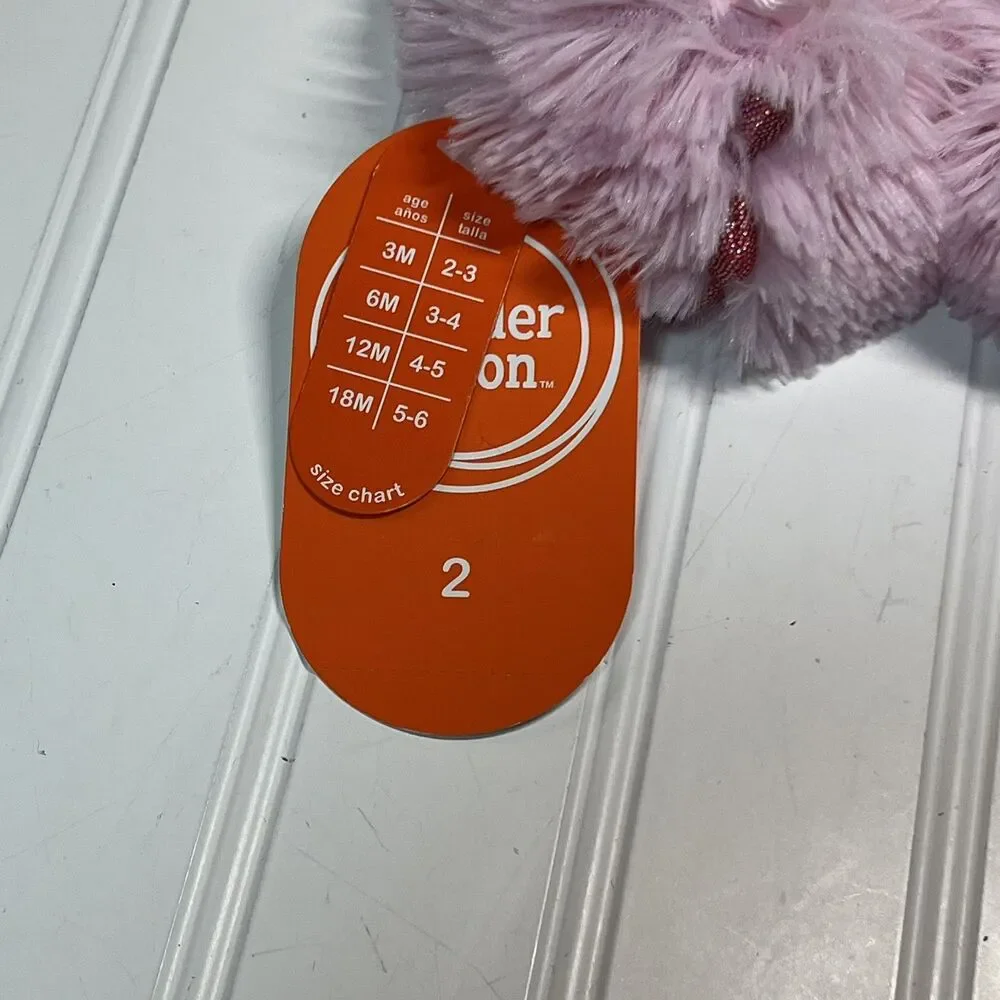 Wonder Nation Infant Size 2 Pink Monster Claw Plush Slippers NWT